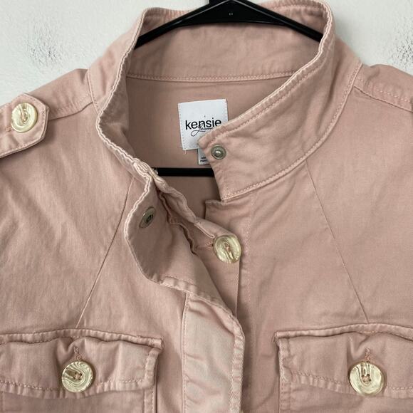 Kensie Jeans Canvas Jacket Button‎ Down Pink Utility Chore Coat Size Medium - Picture 5 of 12